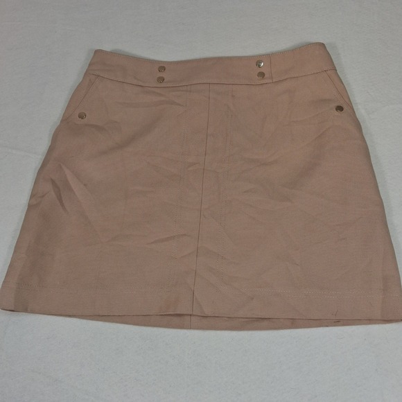 H&M Dresses & Skirts - H&M Mini Skirt Womens 10 Tan Gold Snap Button Back Zip Textured A-Line 06253438